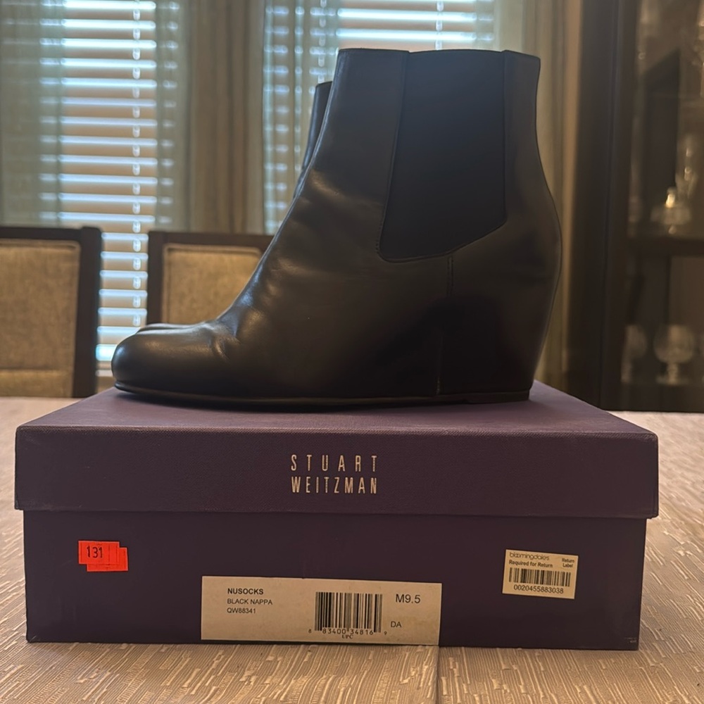 Stuart Weitzman Leather Wedge Booties - Size 9.5